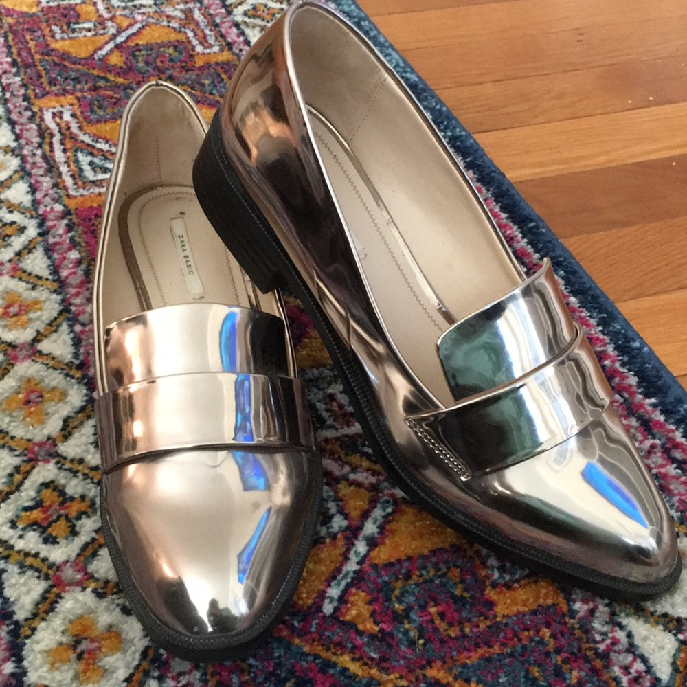Zara metallic loafers
